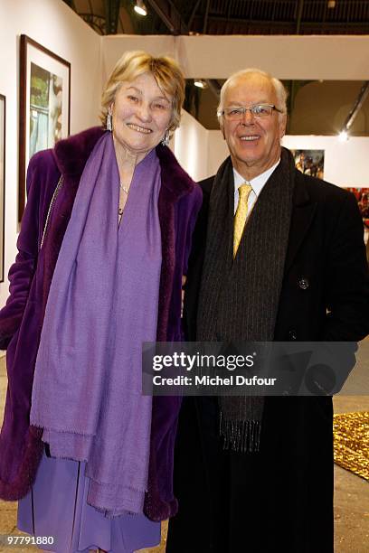 Marisa Bruni-Tedeschi and Martin Egel attend the Association "Dessine l'Espoir" Charity Dinner during Art Paris Exhibition Launch at Grand Palais on...