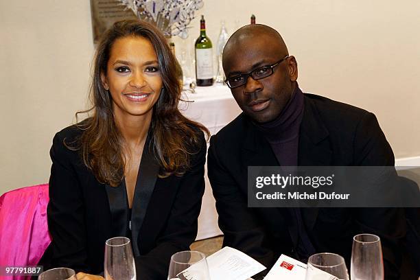 Lilian Thuram and Caroline Lemarchand attend the Association "Dessine l'Espoir" Charity Dinner during Art Paris Exhibition Launch at Grand Palais on...