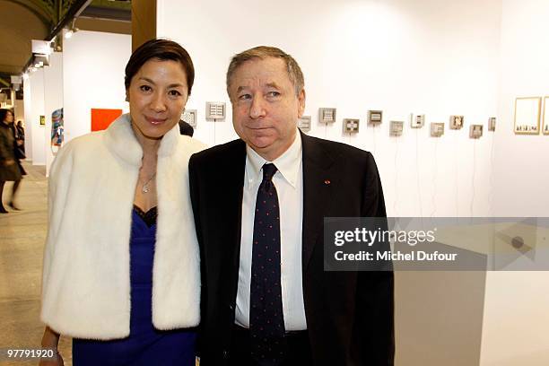 Jean Todt and Michelle Yeoh attend the Association "Dessine l'Espoir" Charity Dinner during Art Paris Exhibition Launch at Grand Palais on March 16,...