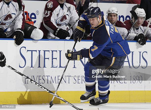 Keith Tkachuk of the St. Louis Blues skates against the Colorado Avalanche on March 16, 2010 at Scottrade Center in St. Louis, Missouri.
