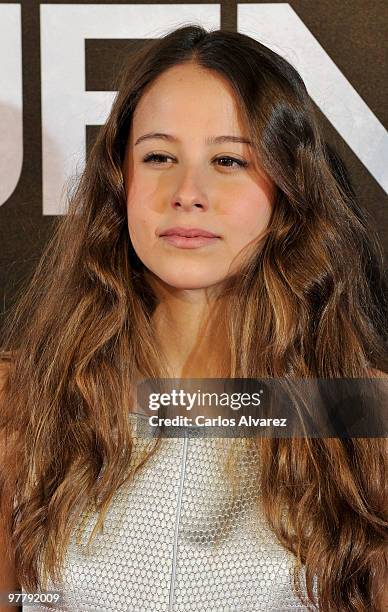 Spanish actress Irene Escolar attends the "El Mal Ajeno" premiere at the Capitol cinema on March 16, 2010 in Madrid, Spain.