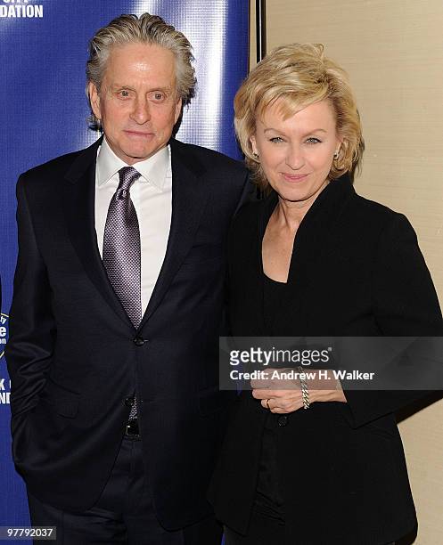Actor Michael Douglas and Tina Brown attend the 32nd Annual New York City Police Foundation Gala at The Waldorf=Astoria on March 16, 2010 in New York...