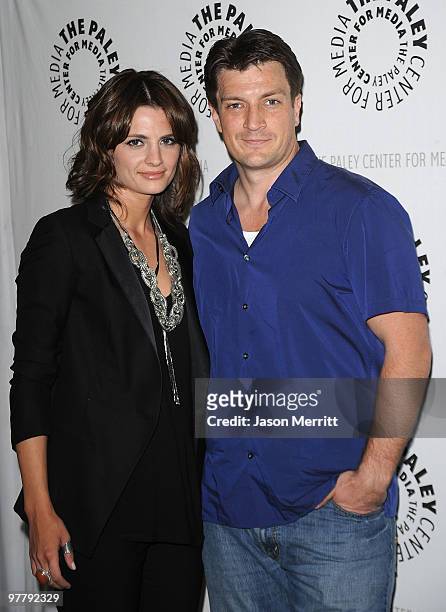 Actress Stana Katic and actor Nathan Fillion attend The Paley presentation of "Castle" at The Paley Center for Media on March 16, 2010 in Beverly...
