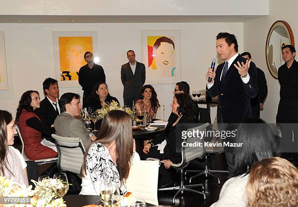 Exclusive* Rocco DiSpirito speaks at the "Into the Heart of Italy" luncheon presented by Bertolli at A Voce on March 16, 2010 in New York City. The...