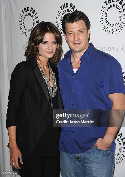 Actress Stana Katic and actor Nathan Fillion attend The Paley presentation of "Castle" at The Paley Center for Media on March 16, 2010 in Beverly...