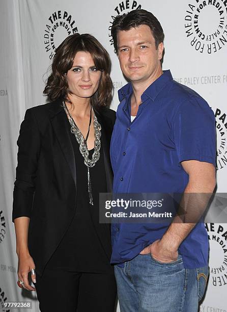 Actress Stana Katic and actor Nathan Fillion attend The Paley presentation of "Castle" at The Paley Center for Media on March 16, 2010 in Beverly...