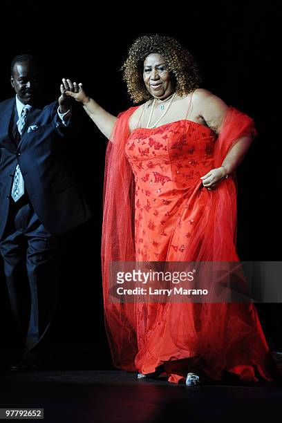 Aretha Franklin performs at Hard Rock Live! in the Seminole Hard Rock Hotel & Casino on March 16, 2010 in Hollywood, Florida.
