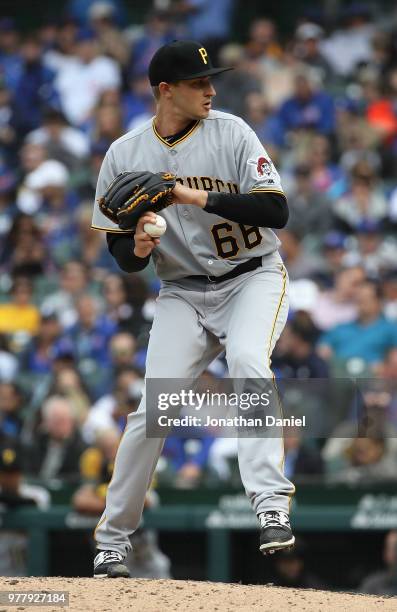 Dovydas Neverauskas of the Pittsburgh Pirates pitches against the Chicago Cubs at Wrigley Field on June 8, 2018 in Chicago, Illinois. The Cubs...