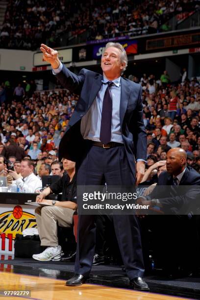 Sacramento Kings head coach Paul Westphal calls a play from the sideline against the Los Angeles Lakers on March 16, 2010 at ARCO Arena in...