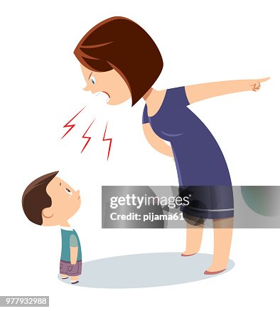Mother is yelling her son Mother is yelling her son