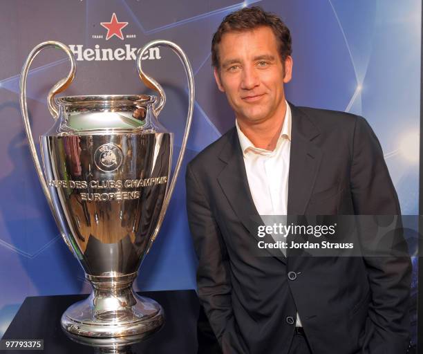 Actor Clive Owen attends the Heineken Brings UEFA Champions League Trophy party at Les Deux on March 16, 2010 in Hollywood, California.