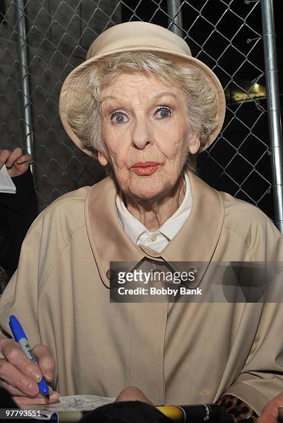 Elaine Stritch attends the New York Philharmonic presents "Sondheim: The Birthday Concert" at Avery Fisher Hall at Lincoln Center for the Performing...