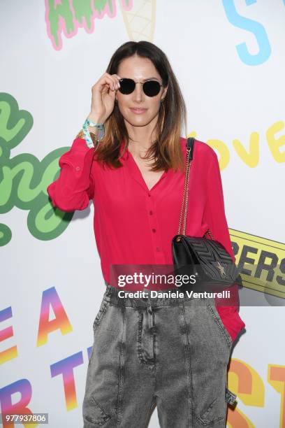 Ludovica Sauer attends the Stella McCartney photocall during Milan Men's Fashion Week Spring/Summer 2019 on June 18, 2018 in Milan, Italy.