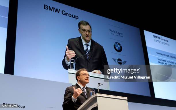 Chairman and CEO Norbert Reithofer addresses the media during the annual news conference at BMW World on March 17, 2010 in Munich, Germany. BMW Group...