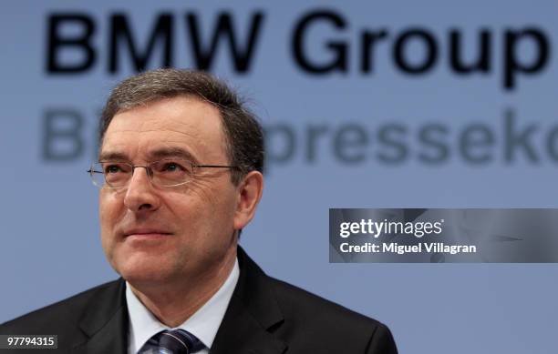 Chairman and CEO Norbert Reithofer looks on during the annual news conference at BMW World on March 17, 2010 in Munich, Germany. BMW Group sold 1.28...