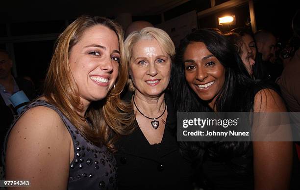 Music Unites Founder Michelle Edgar and Vildia Samaniego attend a Music Unites benefit concert at the Cooper Square Penthouse on March 16, 2010 in...