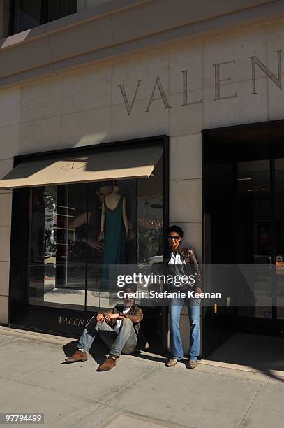 Actress Dennenesch Zoude and husband director Carlo Rola pose for the photographer during their honeymoon on October 23, 2009 in Los Angeles,...