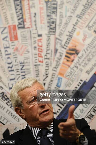 Italy's soccer team coach Marcello Lippi speaks during a press conference on March 16, 2010 at the Foreign Press Club in Rome. The World reigning...
