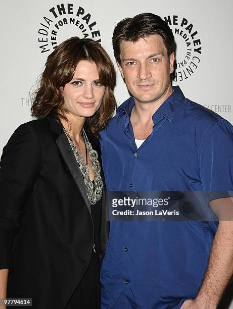 Actress Stana Katic and actor Nathan Fillion attend an evening with "Castle" at The Paley Center for Media on March 16, 2010 in Beverly Hills,...