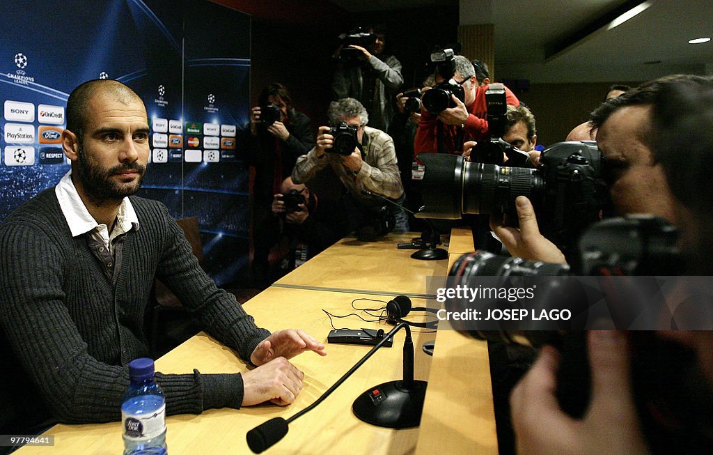 FC Barcelona's coach Pep Guardiola poses