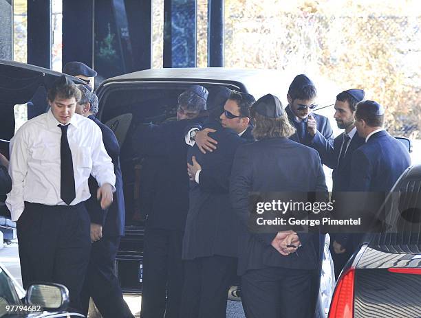 Mourners attend the private funeral service for Corey Haim at Steeles Memorial Chapel on March 16, 2010 in Thornhill, Canada.