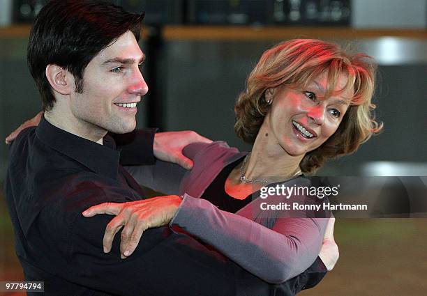 Hillu Schwetje and her coach Christian Polanc take part in the 'Let's Dance' training session on March 17, 2010 in Hanover, Germany. The prominent...