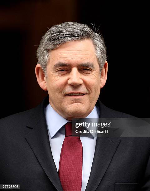 British Prime Minister Gordon Brown leaves Number 10 Downing Street to make his way to his weekly Prime Minister's Questions in the House of Commons...