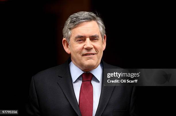 British Prime Minister Gordon Brown leaves Number 10 Downing Street to make his way to his weekly Prime Minister's Questions in the House of Commons...