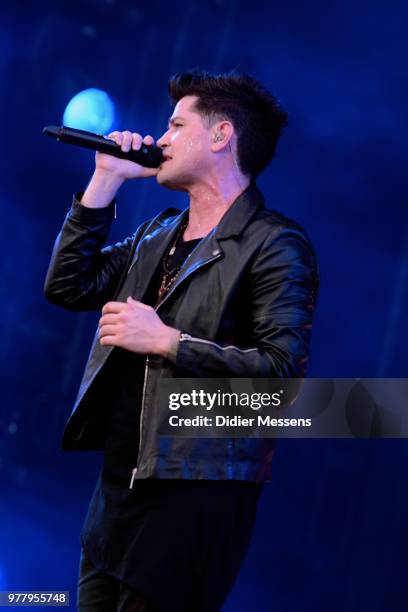 Danny O'Donoghue from The Script performs on stae during day 2 of the Pinkpop festival on June 16, 2018 in Landgraaf, Netherlands.
