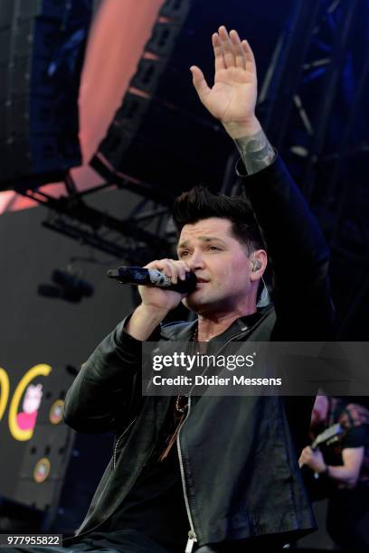 Danny O'Donoghue from The Script performs on stae during day 2 of the Pinkpop festival on June 16, 2018 in Landgraaf, Netherlands.