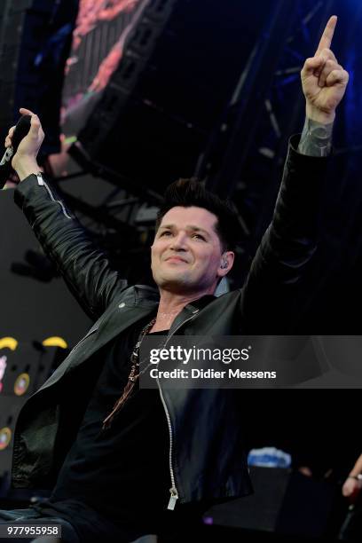 Danny O'Donoghue from The Script performs on stae during day 2 of the Pinkpop festival on June 16, 2018 in Landgraaf, Netherlands.