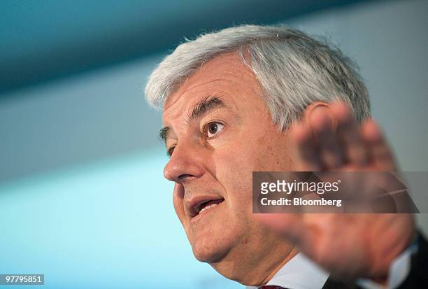 Alessandro Profumo, chief executive officer of UniCredit Spa, speaks at a news conference in London, U.K., on Wednesday, March 17, 2010. UniCredit...