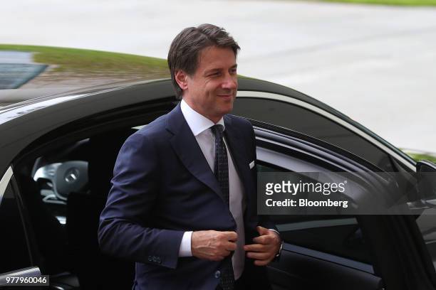 Giuseppe Conte, Italy's prime minister, arrives for a meeting with Angela Merkel, Germany's chancellor, not pictured, at the Chancellery in Berlin,...