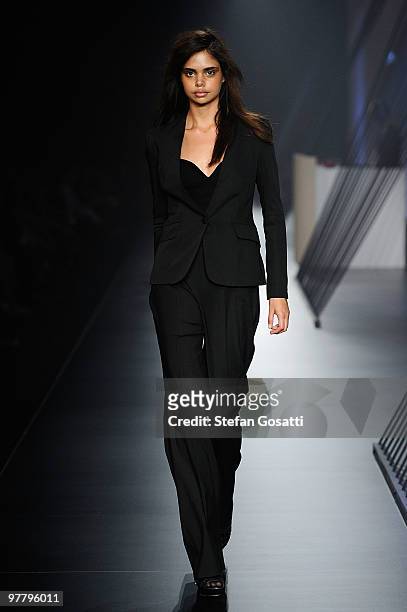 Model Samantha Harris showcases designs on the catwalk by Yeojin Bae as part of L'Oreal Paris Runway 4 on the third day of the 2010 L'Oreal Melbourne...