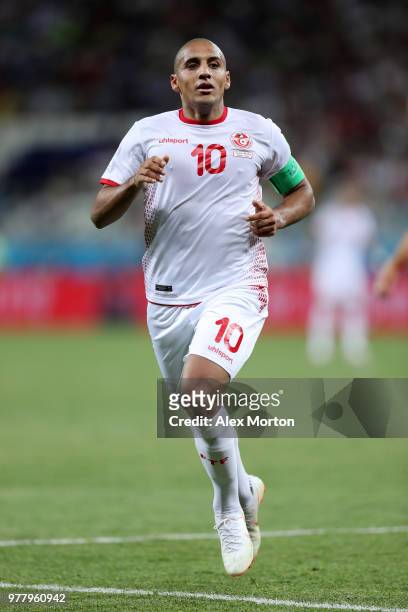 Wahbi Khazri of Tunisia in action during the 2018 FIFA World Cup Russia group G match between Tunisia and England at Volgograd Arena on June 18, 2018...