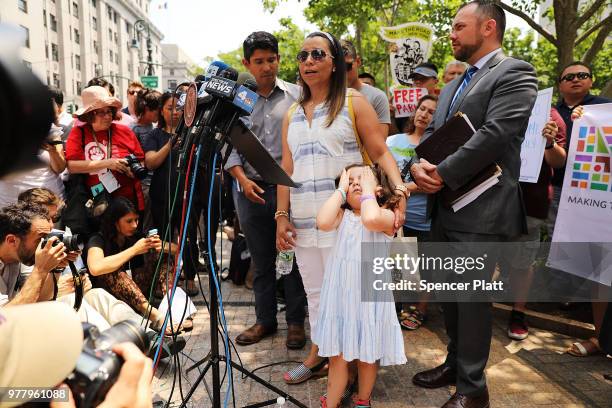 Sandra Chica, the wife of an immigrant deliveryman who was detained by Immigration and Customs Enforcement agents while delivering pizza to Fort...