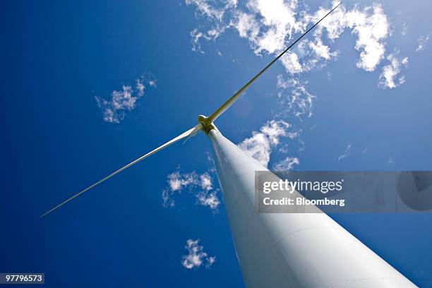 Vestas Wind Systems A/S 415-foot-tall wind turbine operates at the Sacramento Municipal Utility District 102 megawatt wind farm in Rio Vista,...