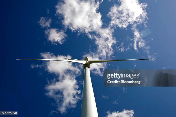 Vestas Wind Systems A/S 415-foot-tall wind turbine operates at the Sacramento Municipal Utility District 102 megawatt wind farm in Rio Vista,...