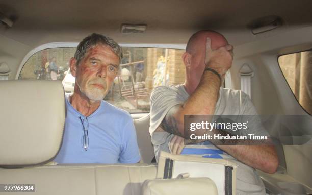 Two British nationals Jonathan Thorn and Barry John Bracken brought to Esplanade Court in ketamine racket case on June 15, 2018 in Mumbai, India. Two...