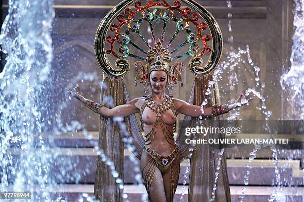 Picture taken November 30, 2006 of a dancer performing during a show at the Lido in Paris. They called her "Bluebell" or "Miss Bluebell" because of...