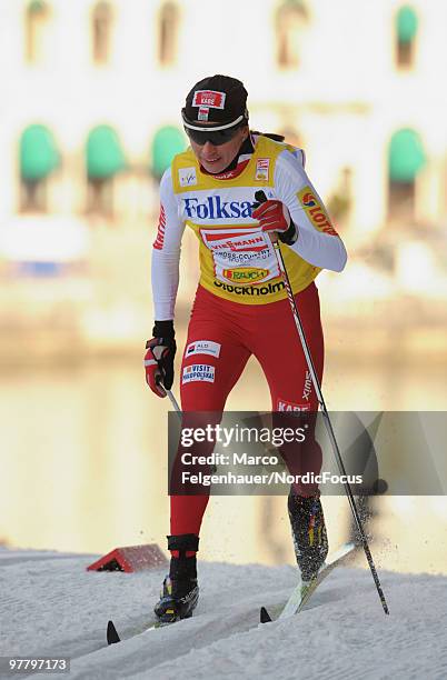 Justyna Kowalczyk of Poland competes in the individual sprint Cross Country Skiing during the FIS World Cup on March 17, 2010 in Stockholm, Sweden.