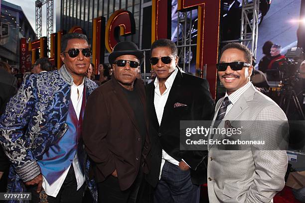 Jermaine Jackson, Tito Jackson, Jackie Jackson and Marlon Jackson at Columbia Pictures' Premiere of Michael Jackson's "This Is It" on October 27,...