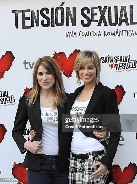 Actresses Salome Jimenez and Norma Ruiz attend 'Tension Sexual No Resuelta' photocall, at Princesa Cinema on March 17, 2010 in Madrid, Spain.