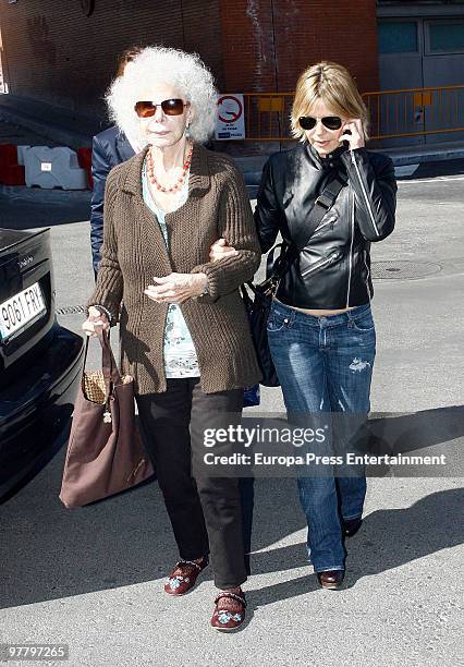 Duchess of Alba, Cayetana Fitz-James Stuart , and her daughter Eugenia Martinez de Irujo are seen on March 17, 2010 in Madrid, Spain.
