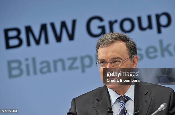 Norbert Reithofer, chief executive officer of Bayerischen Motoren Werke AG , arrives for the company's news conference in Munich, Germany, on...