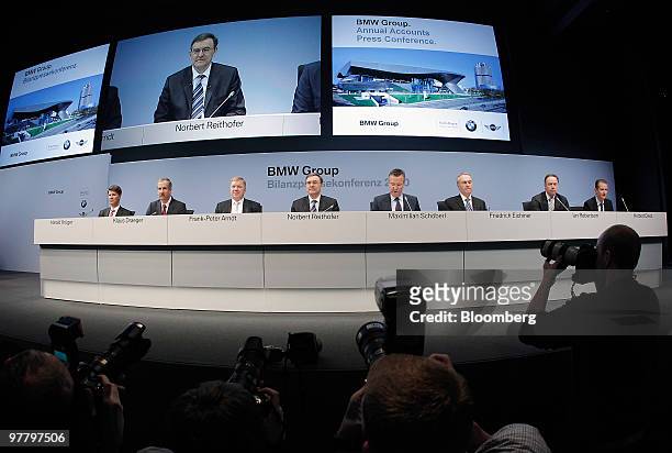 Bayerischen Motoren Werke AG executive board members, from left to right: Harald Krueger, human resources, Klaus Draeger, development, Frank Peter...
