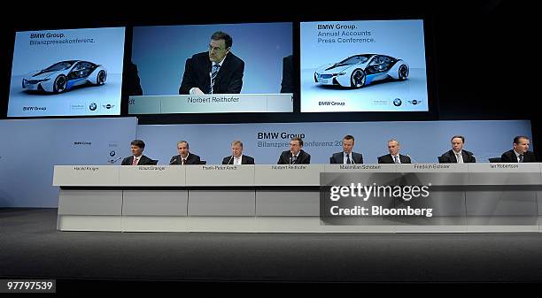 Bayerischen Motoren Werke AG executive board members, from left to right: Harald Krueger, human resources, Klaus Draeger, development, Frank Peter...