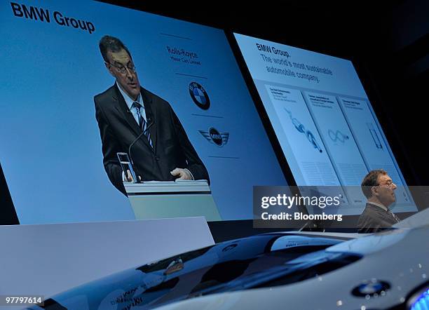 Norbert Reithofer, chief executive officer of Bayerischen Motoren Werke AG , speaks during the company's news conference in Munich, Germany, on...