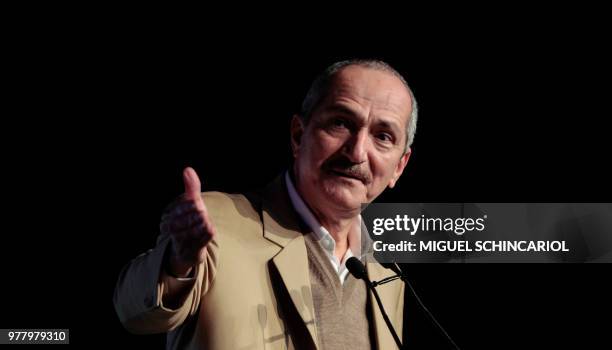 The Brazilian presidential candidate for the Solidariedade party, Aldo Rebelo, speaks during the Brazilian Sugarcane Industry Association's Unica...