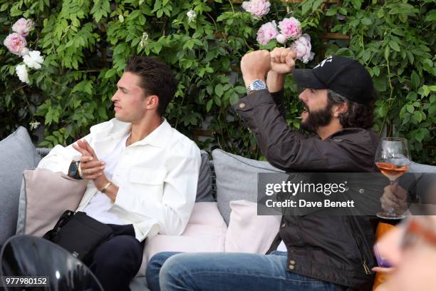 Harvey Newton-Haydon and Tommy Clarke attend Veuve Clicquot's Brose on the Roof at Selfridges on June 18, 2018 in London, England.